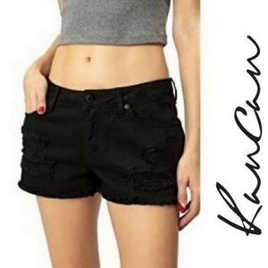 KanCan Distressed Black Short Shorts Size 7/27